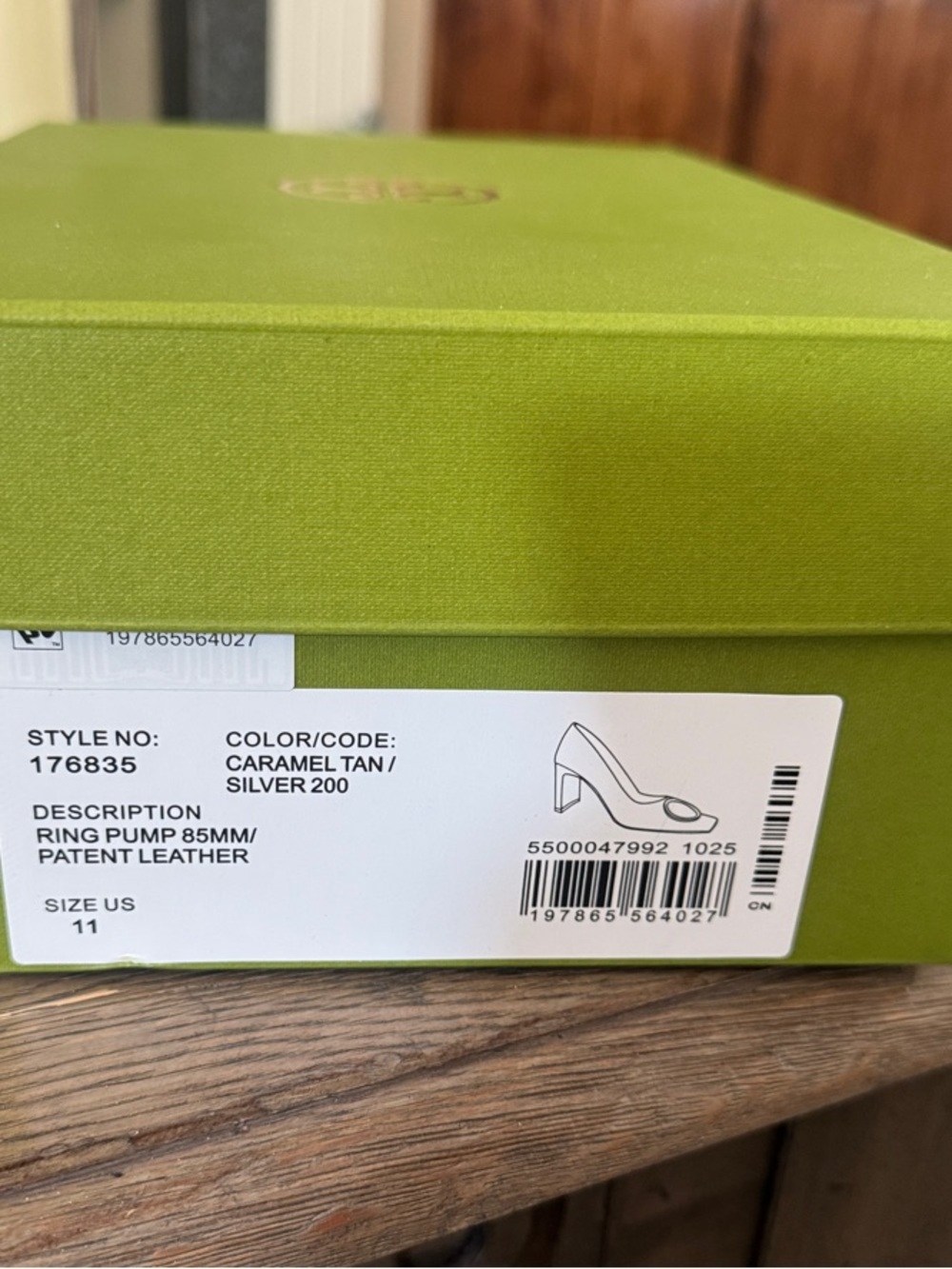 Tory Burch Caramel Tan & Silver Patent Ring Pump